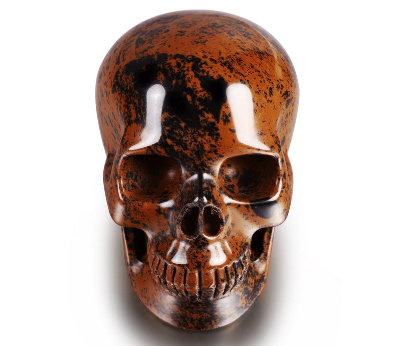 Skullis 2.0-3.0" Mahogany Obsidian Crystal Skull. Hand Carved Gemstone Fine Art Sculpture, Reiki Healing Stone Statue.