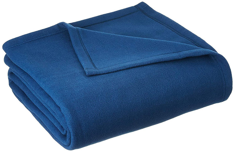 Harbell Home Plain/Solid Warm Single Bed Polar Fleece Blanket Cum Bedsheet. (Navy)