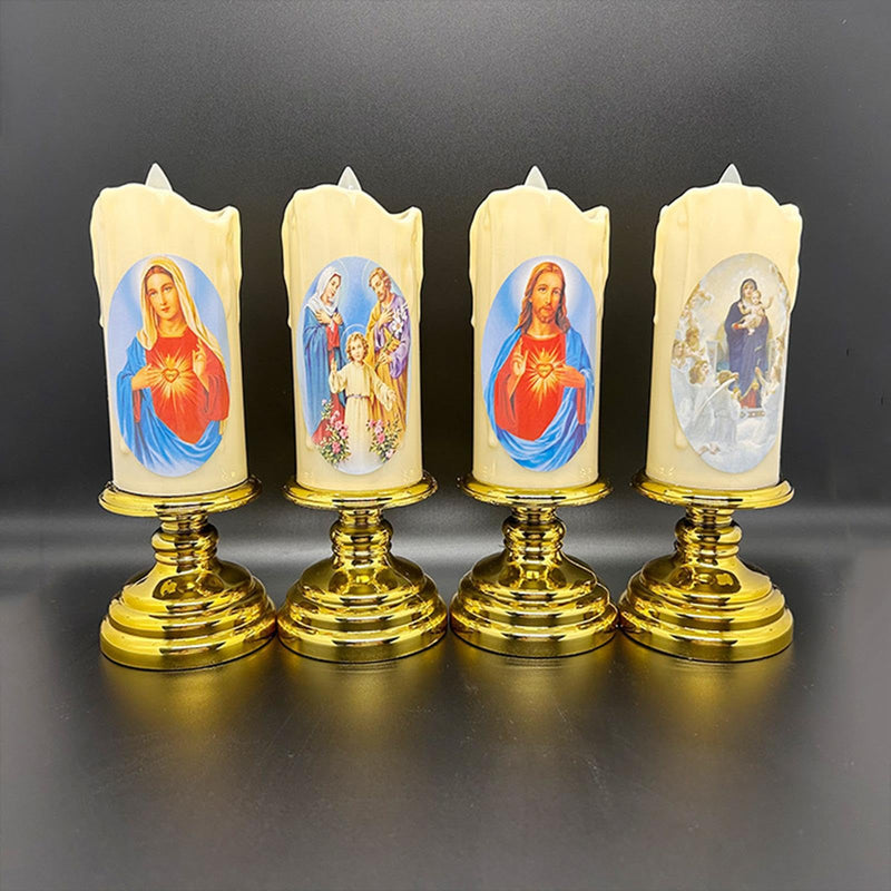 ATORSE® Flameless Electronic Candles Lamp LED Prayer for Larterns Wedding Decoration holy family