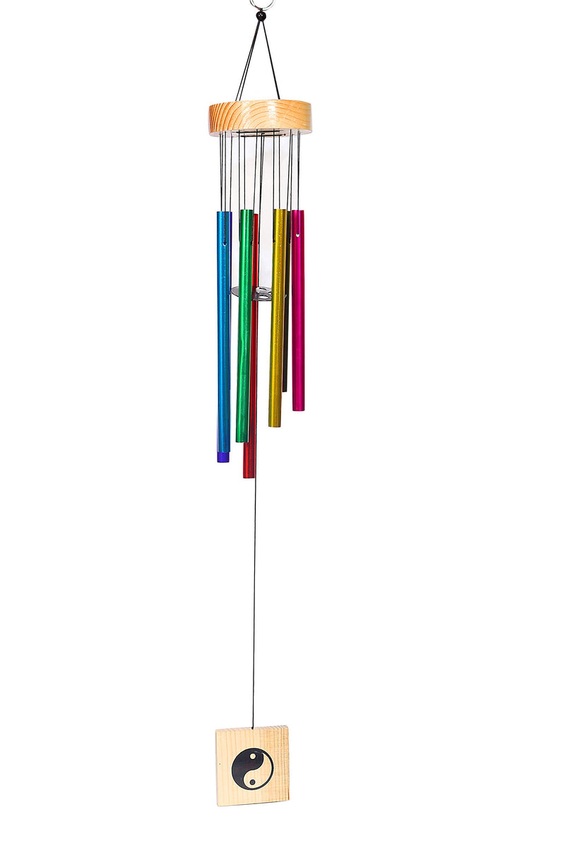 TIMESETL Wood Metal 7 Pipe Wind Chime 30 inch (Multicolor)