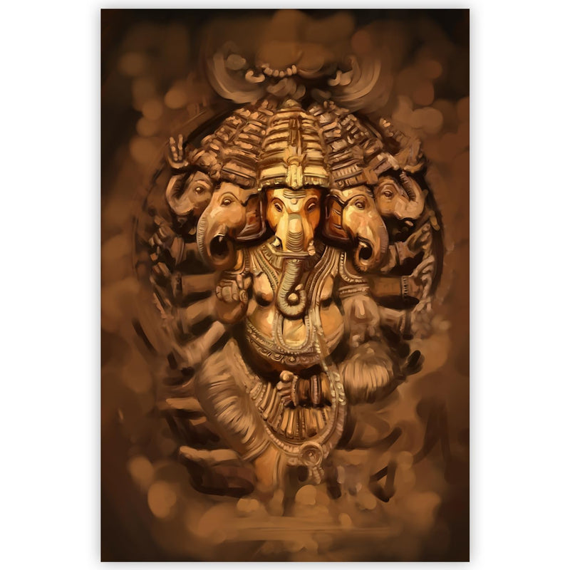 Indianara Rolled Sparkled Lord Ganesha Art Print for Room Décor Digital Reprint 36 inch x 24 inch Painting (10714PST)