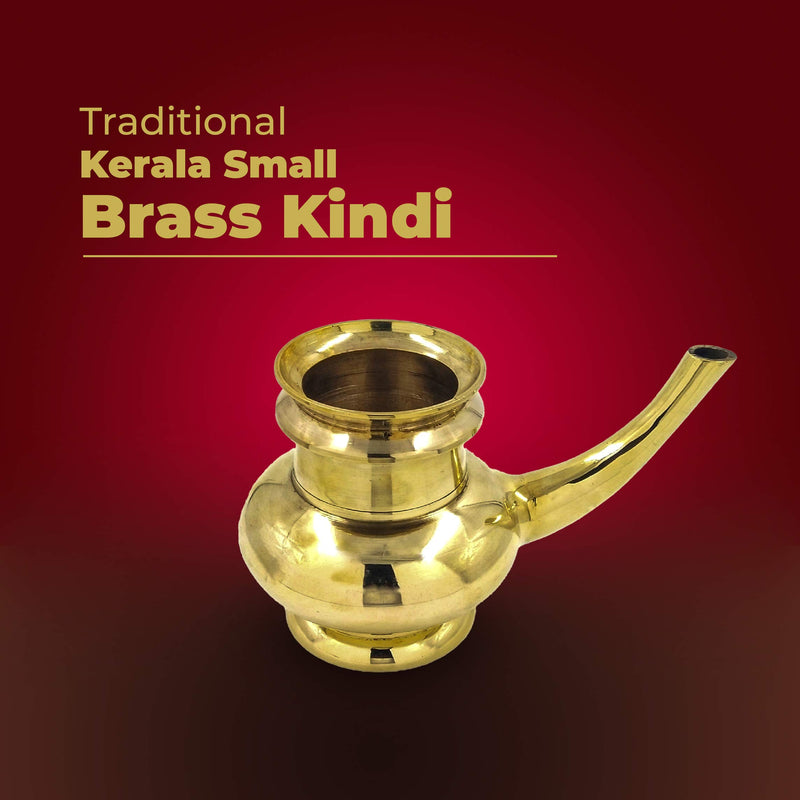 TAZBI Traditional Kerala Small Brass Kindi (5 x 7 in)