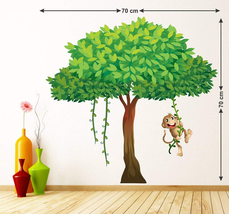 Tuffuk Tree with Monkey Large Vinyl Wallstickers for Home Decorations(70 cm x 70 cm)5TZ249