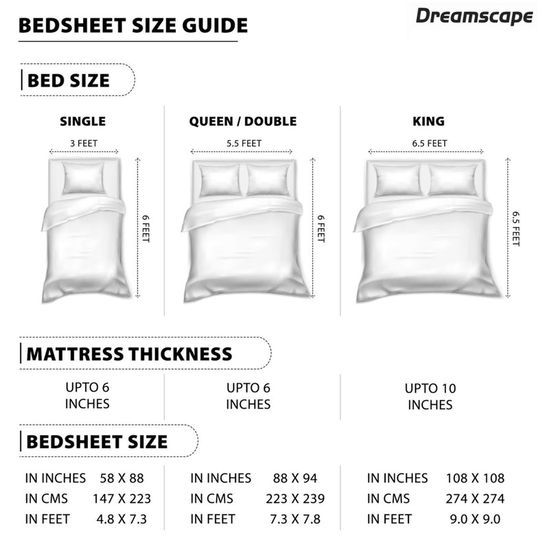 Dreamscape 100% Cotton Fitted Bedsheet for King Bed, 200 Thread Count, 1 Bed Sheet (Size 72 x 78 inches + 12 inches Pocket) with 2 Pillow Covers, Light Grey