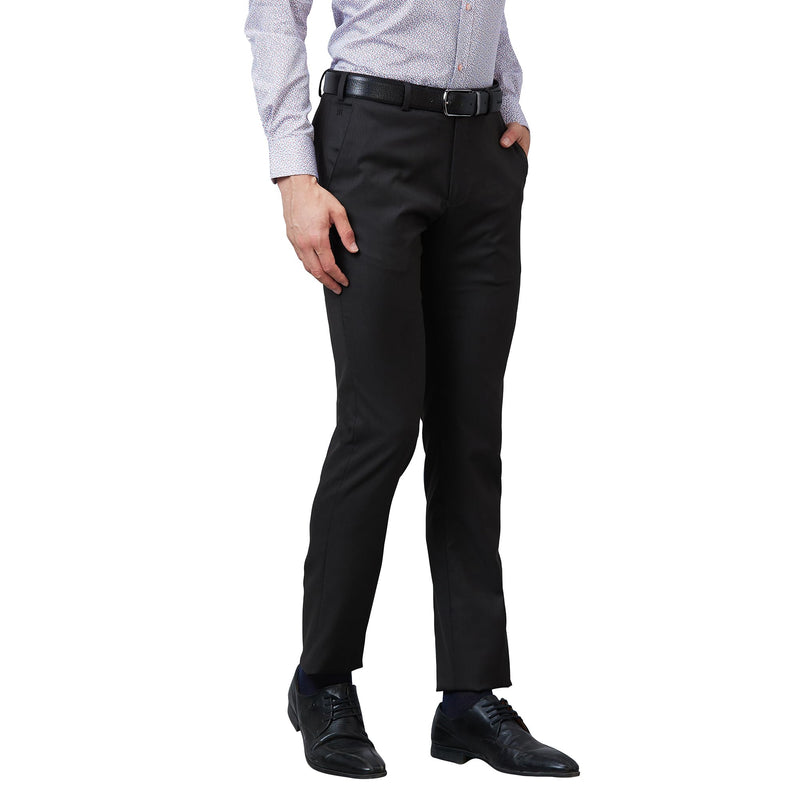 Raymond Men's Slim Fit Poly Viscose Blend Flat Front Solid Pattern Dark Brown Formal Trouser (Size: 34)-RMTS05271-O8