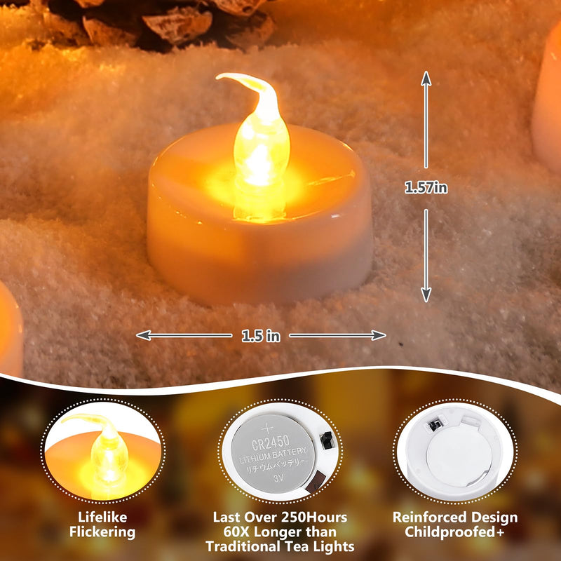 Topstone Led Tealight Candles with Remote and Timer,Amber Flameless Candles,Big Capacity Battery Operated Tea Light,Best for Wedding and Festival Decoration,Pack of 12