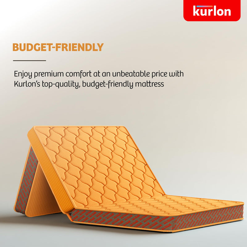 Kurlon Aaram Mattress | Tri-Fold Mattress | Travel Mattress | Medium-Firm Support | Rubberized Natural Coir | Compact & Easy Storage | Single Size | 72x30x3 | 3 Yrs Warranty