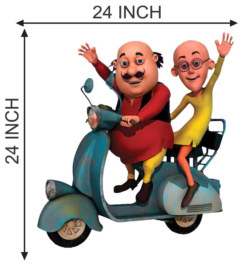 DivineDesigns™ Motu Patlu on Scooter Wall Sticker