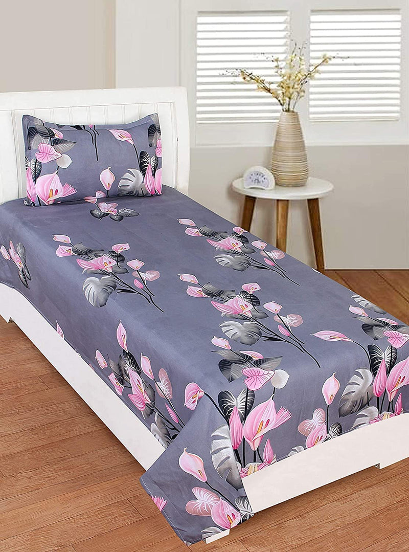 Soniasaa Prime Collection 199 TC Cotton-Blend Single Sized(90x60) Inch 2 Bedsheet with 2 Pillow Covers with Digital HD Print (Slate & Blue)