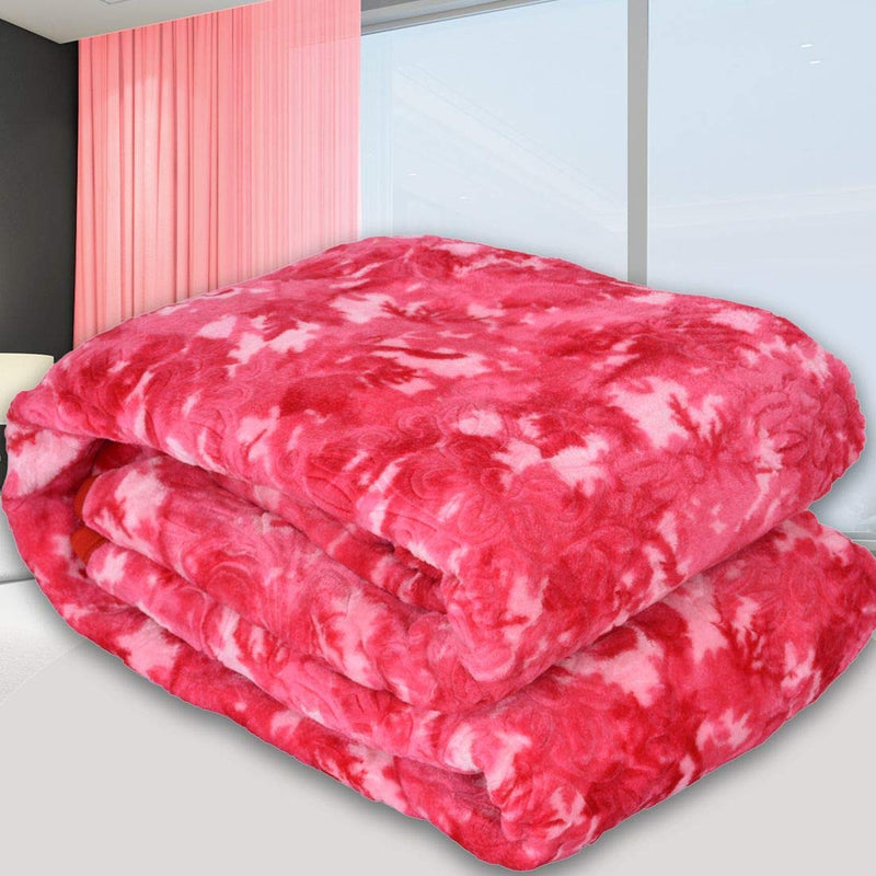 SPANGLE Microfiber Warm Soft Luxurios Pink 480 GSM Double Blanket