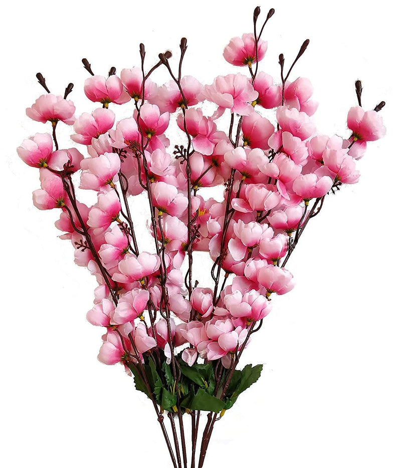 Diktmark Artificial Cherry Blossom Flower Stick | Flower Bunch for Vase, Home Decor Party, Office, Festival Theme Decorative (Pack of 4)