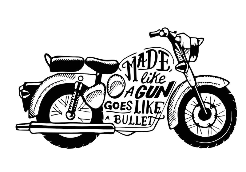 Asmi Collections Vinyl Bullet Motorbike Motivational Wall Stickers (Black, 50 x 90 cm)