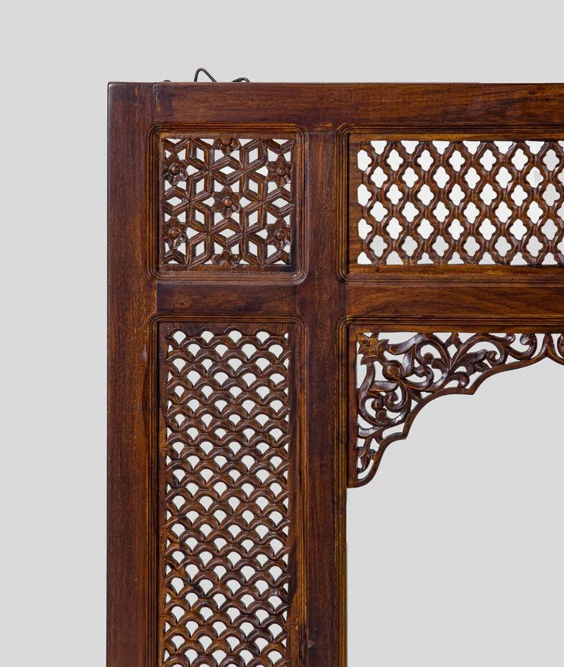 Advika Handicraft Sheesham Wood Antique Design Carved Wooden Jharokha