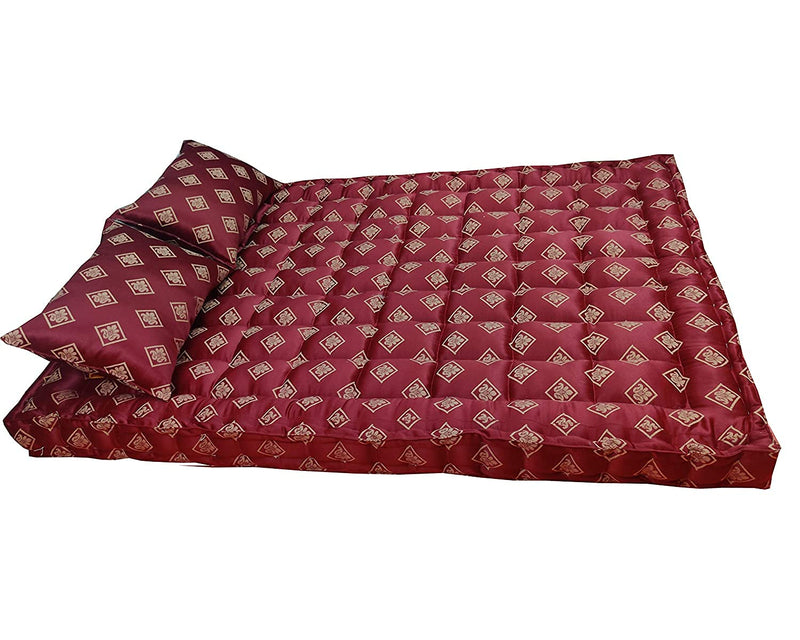 VG Mattress - Organic Silk Cotton Kapok Ilavam Panju Queen Size Mattress, 6.5 x 5 ft / 78 x 60 x 6 Inches with 2 Pillows,[Panipat Cloth]