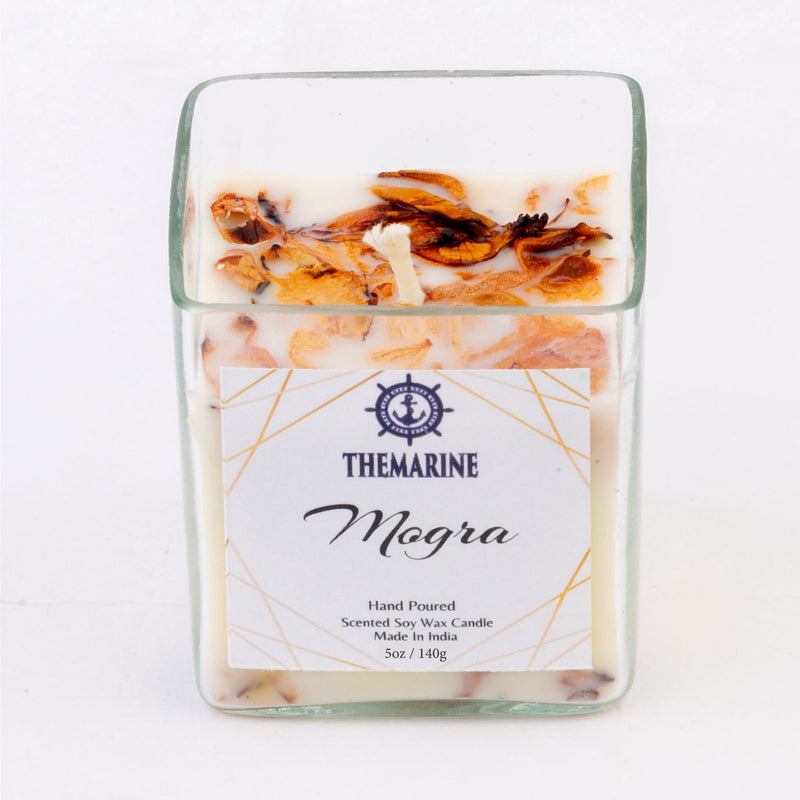 THEMARINE Mogra Scented Soy Wax jar Candle | Natural Soy Wax | No Smoke Wick