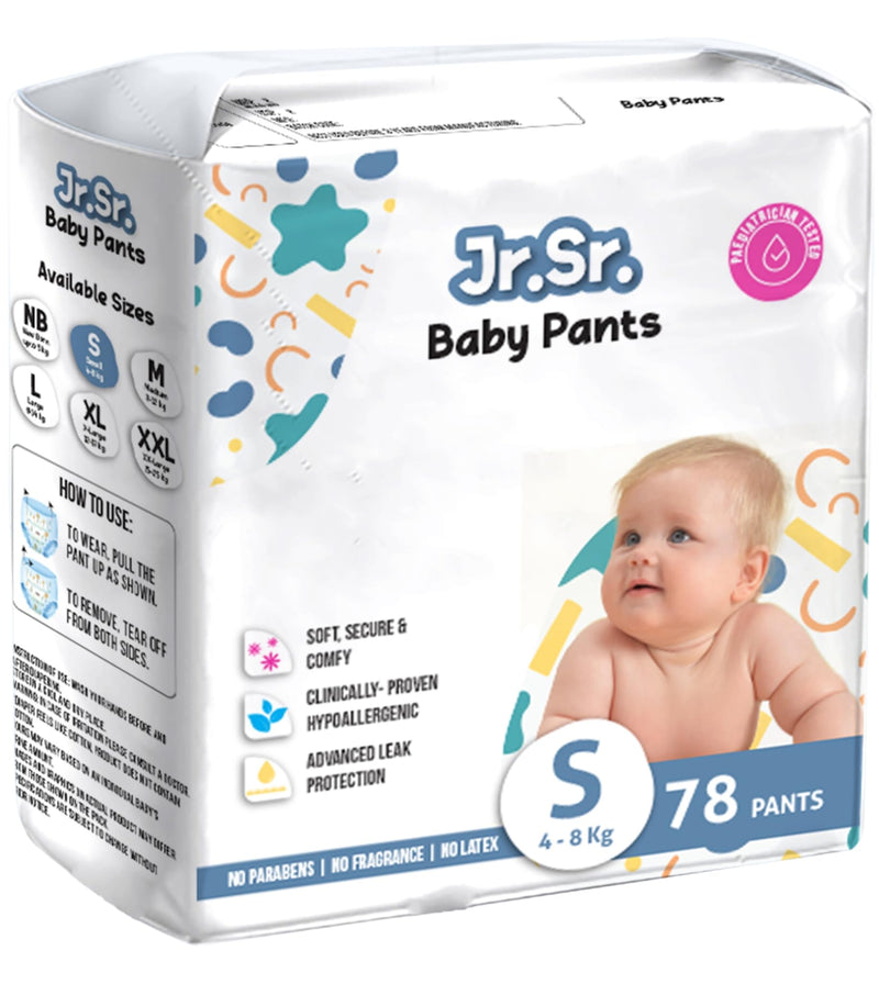 Jr.Sr. baby diaper| Small | 4-8 Kg | 78 Counts | Pack of 1