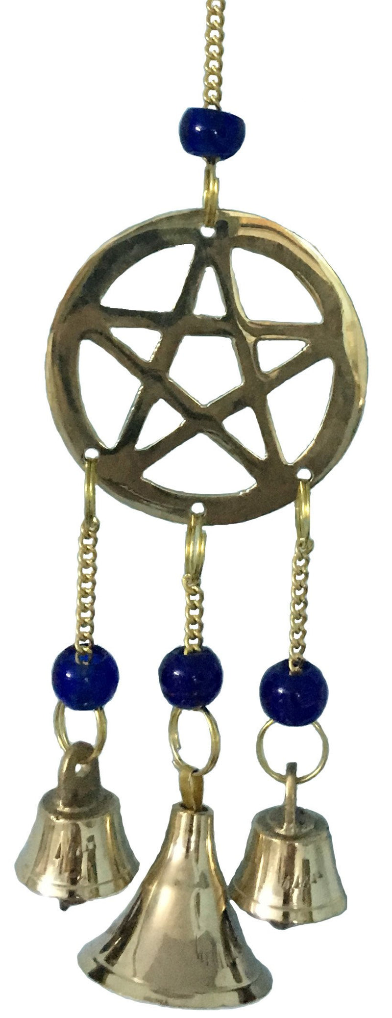 vrinda® Brass Wind Chime, Pentacle with Beads and Bells