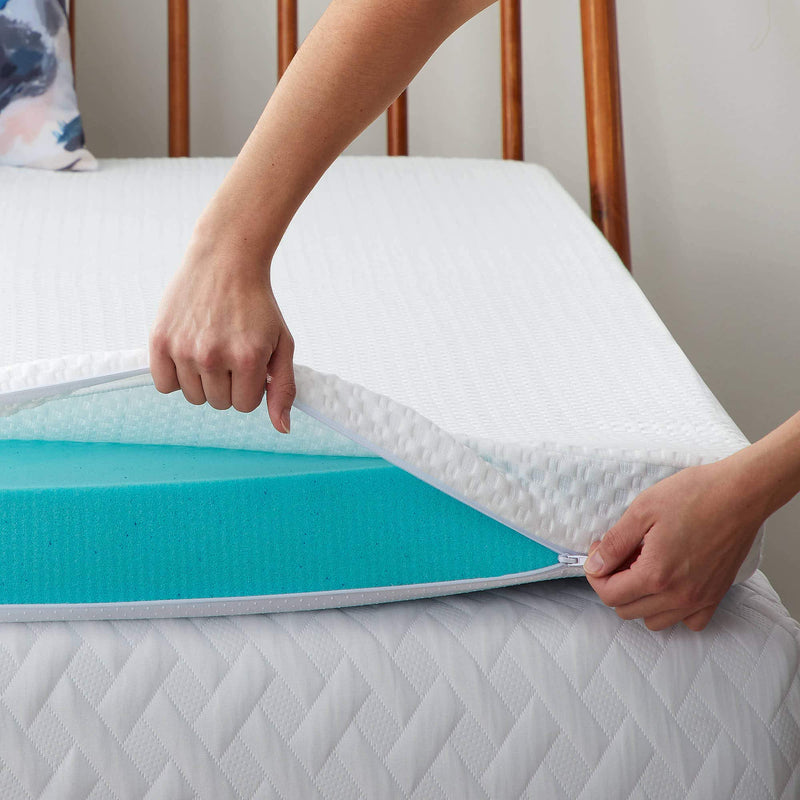 LUCID Soft and Breathable Machine Washable-Zippered Enclosure-Removeable Non-Slip Mattress Topper Cover, Full XL, 2 Inch