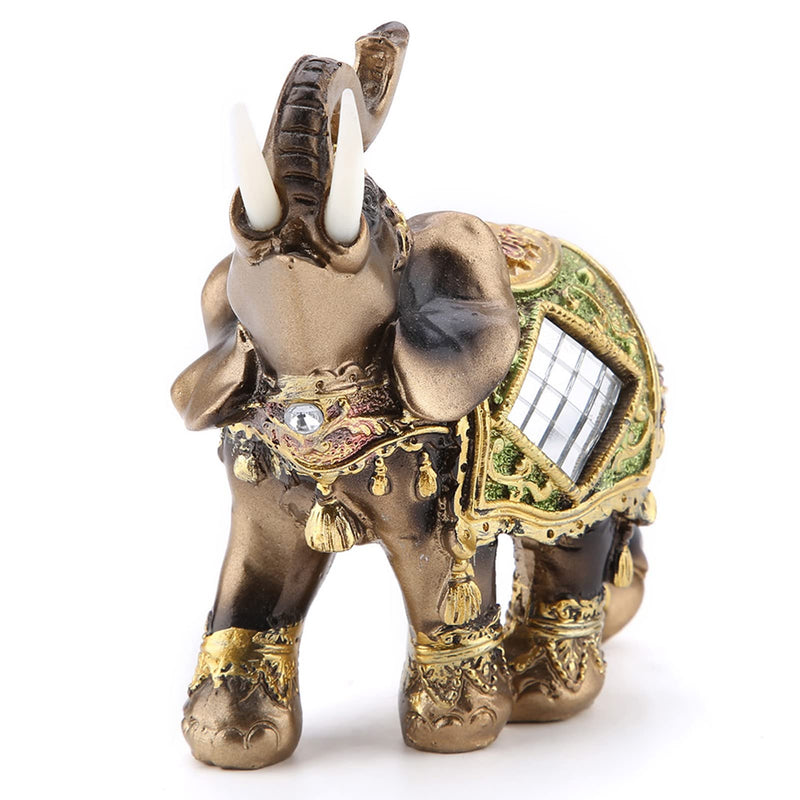 Akozon Elephant Statue Lucky Feng Shui Green Elephant Statue Sculpture Wealth Figurine Gift Home Decoration(M)