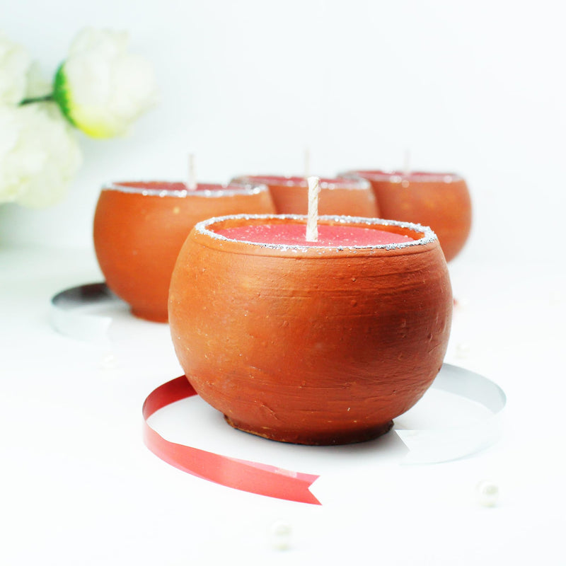 CRAFTLIPI Dome Terracotta Candles/Xmas Spl/Reusable Candle Pots : Set of 4