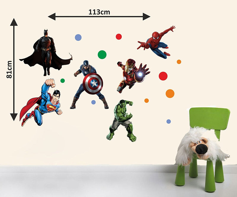 Akki World Super Heroes Wall Sticker ( PVC Vinyl ' 113 cm X 81 cm)