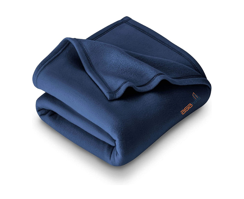 BSB HOME® All Season Solid/Plain Polar Fleece Blanket | for Double Bed 220x230 cm, Blue