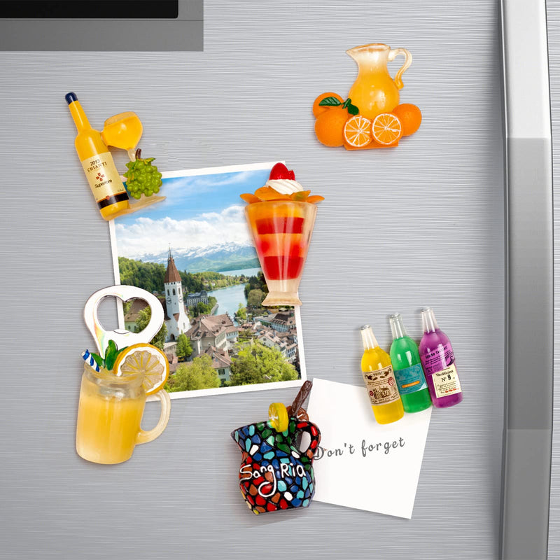 4 Fridge Magnets 3D Resin Magnet Refrigerator Stickers for Refrigerators, Whiteboards, Maps and Other Magnetic Items¡­ (Fruit Juice)