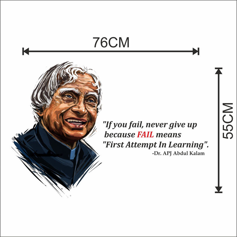 Sticker Yard Apj Abdul Kalam Fail 'First Attempt in Learning' Vinyl Wall Sticker for Living Room/Bedroom/Office and All Decorative Wall Stickers Size 76X55CM