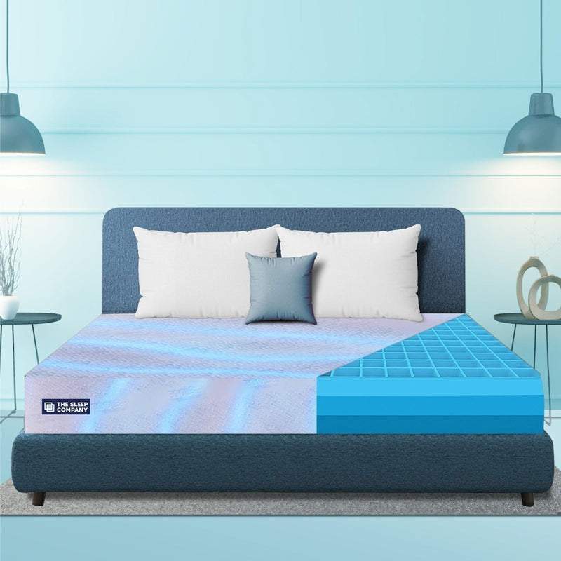 The Sleep Company SnowTec™ 4-6 Degree Cooler SmartGRID Orthopedic Queen Size Mattress | Patented Japanese SmartGRID Technology | SnowTec Technology | AIHA Certified Orthopedic Mattress | 78x60x8