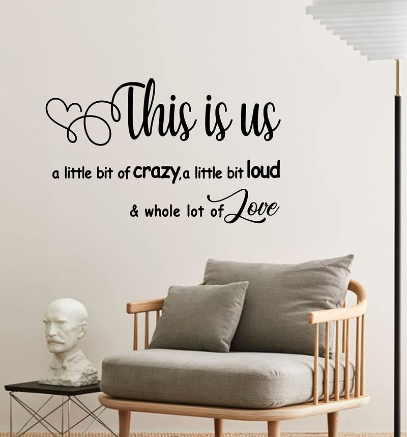 HS Decor This is Us Family Motivational Quotes PVC Vinly Black Wall Sticker for Home Decoration (40 cm X 60 Cm)