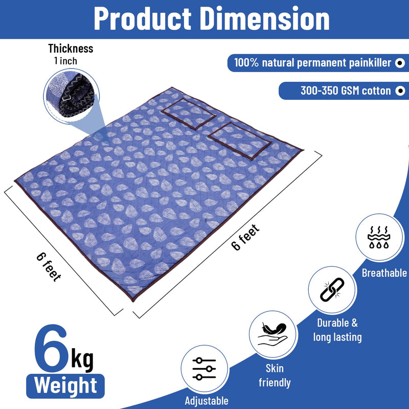 MAGNOWELL - Bio Magnetic Mattress Pad | 5 x 6 Ft | Comes with 2 Pillow | Water Bottle Cover/Bio Magnetic Water Energy Pad | Bio Magnettic Hand Bracelet Combo for Deep Sleep and Pain Relief (6 x 6 Ft)