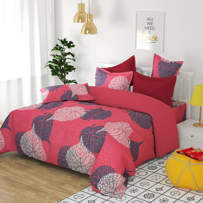 BSB HOME Polycotton 3D Hd Flower Printed Bedsheet with 2 Pillow Covers, 88X88 Inches (Pink) - Prime Collections, 160 Tc