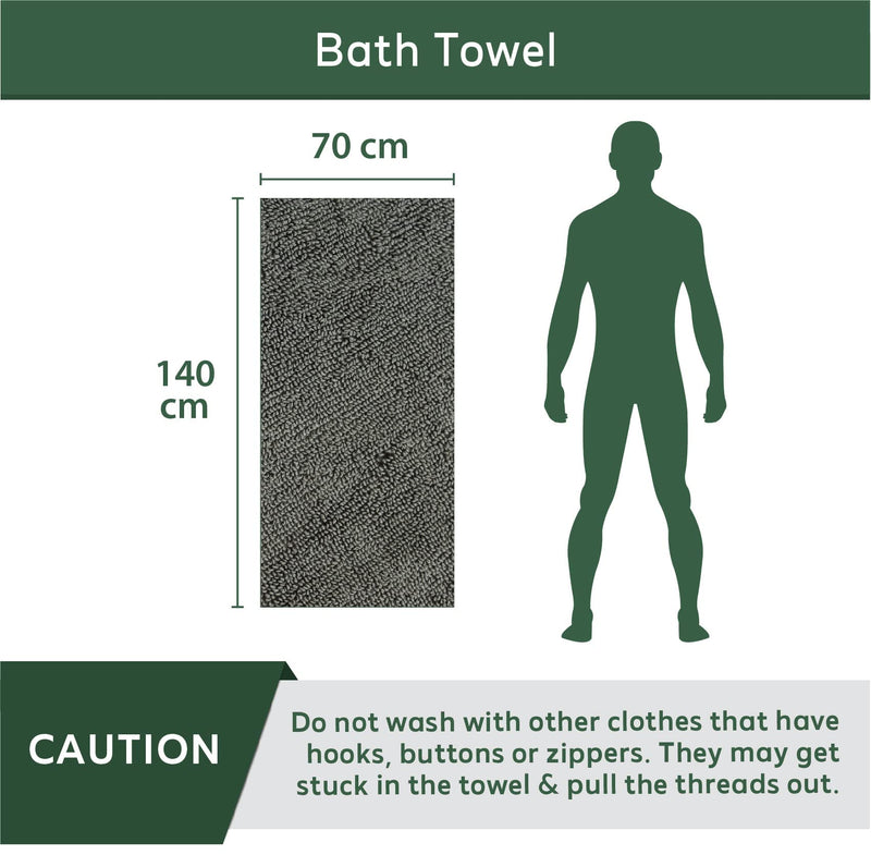 HEELIUM Bamboo Bath Towel, Super Absorbent, Soft, 600 GSM, 140 cm x 70 cm, Pack of 1 - grey