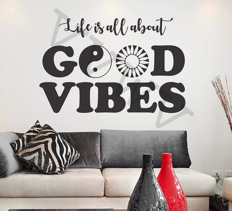 VVWV Good Vibes Only Room Decoration Wall Sticker Vinyl Wall Decal Logo Sticker Black 60 X 40 CMS