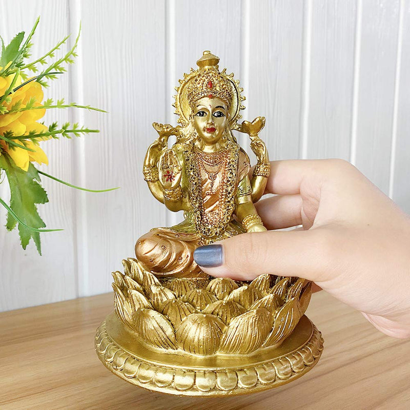 BangBangDa Hindu Goddess Laxmi Statue Sculpture – Indian God Lord Mather Lakshmi Puja Statue - India Pooja Item Murti Idol Figurine Diwali Gifts