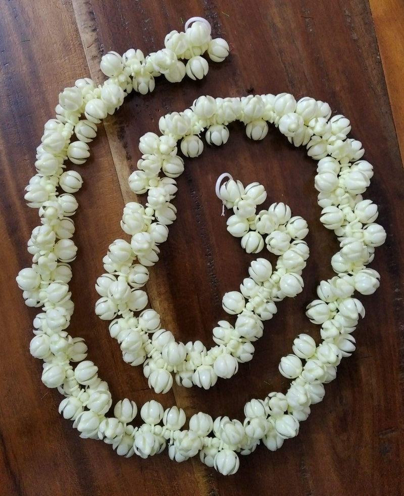 Brahma Crafts Plastic Artificial Jasmine Garland, Mullapoov Mala for Idols, Photo-frames- White, 75 cm Length, Set of 2, Artificial Flora