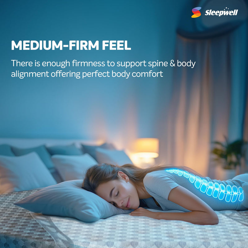 Sleepwell Utsav Comfort Regular Mattress | Quiltec & Resitec (HR) Foam | Soft-top Feel | Neem Fresche Technology | Affordable | Comfort & Support | Single Size | 72X36X4 | 2 Yrs Warranty