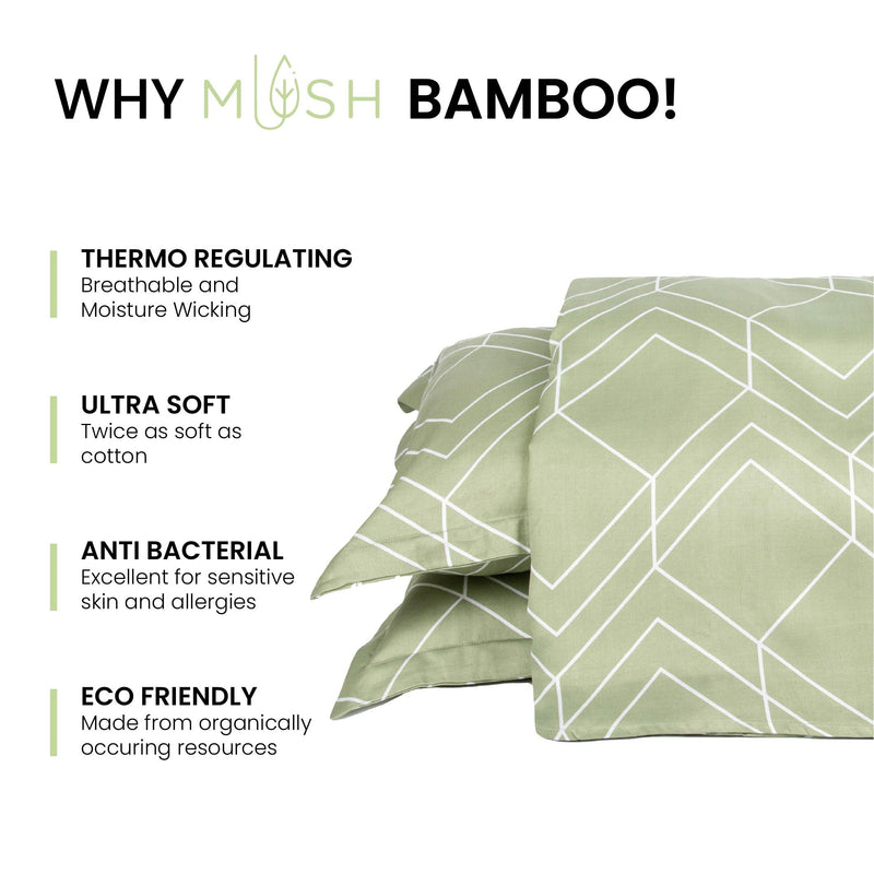 Mush 100% Bamboo Printed King Size Bed Sheet 108x108 inches | 300TC Bedsheet for Double bed | Ultra Soft, Naturally Anti Microbial & Cooling Double Bed Luxury Sheets | Pack of 1, Subtle Sage