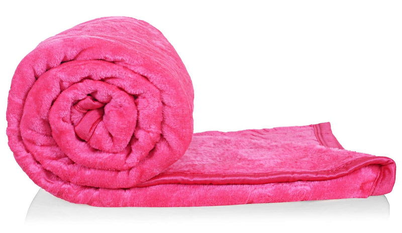 BENAVJI Mink Floral Embossed Super Soft Heavy Bed Velvet for Winter Blanket Quilt Rajai (Pink, Double)