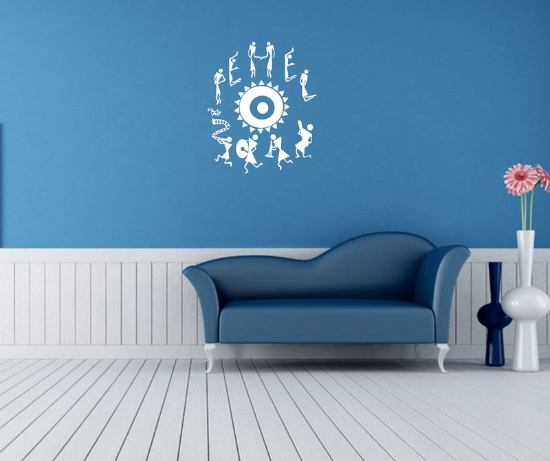 Sticker Hub Warli Art Decorative Wall Sticker 60cm x 50cm WS86