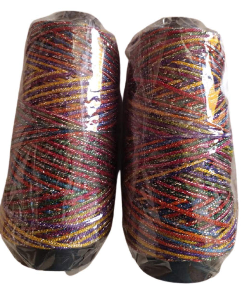 The Lovely Creations Dark Multi Glitter Knitting Yarn Crochet Thread for Crochet Projects and Applique, Hand Bags, Lace Trim Set of 2