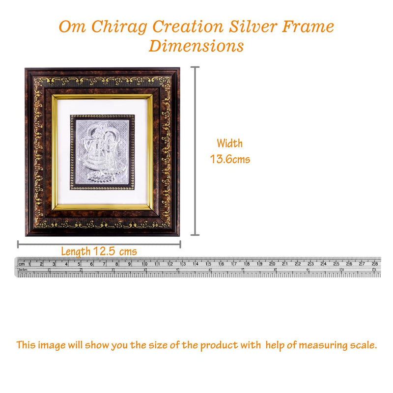 OM CHIRAG CREATION Pure Silver Radha Krishna Photo Frame For Pooja Room, Corporate & Wedding Gift - 97%-99% Pure BIS Hallmarked - Big