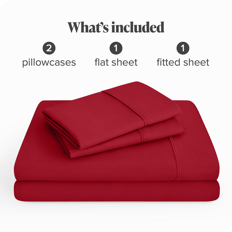 Bare Home Full Sheet Set - Luxury 1800 Ultra-Soft Microfiber Full Bed Sheets - Double Brushed - Deep Pockets - Easy Fit - 4 Piece Set - Bedding Sheets & Pillowcases (Full, Red)