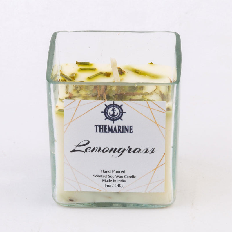 THEMARINE Lemongrass Scented Soy Wax jar Candle | Natural Soy Wax | No Smoke Wick