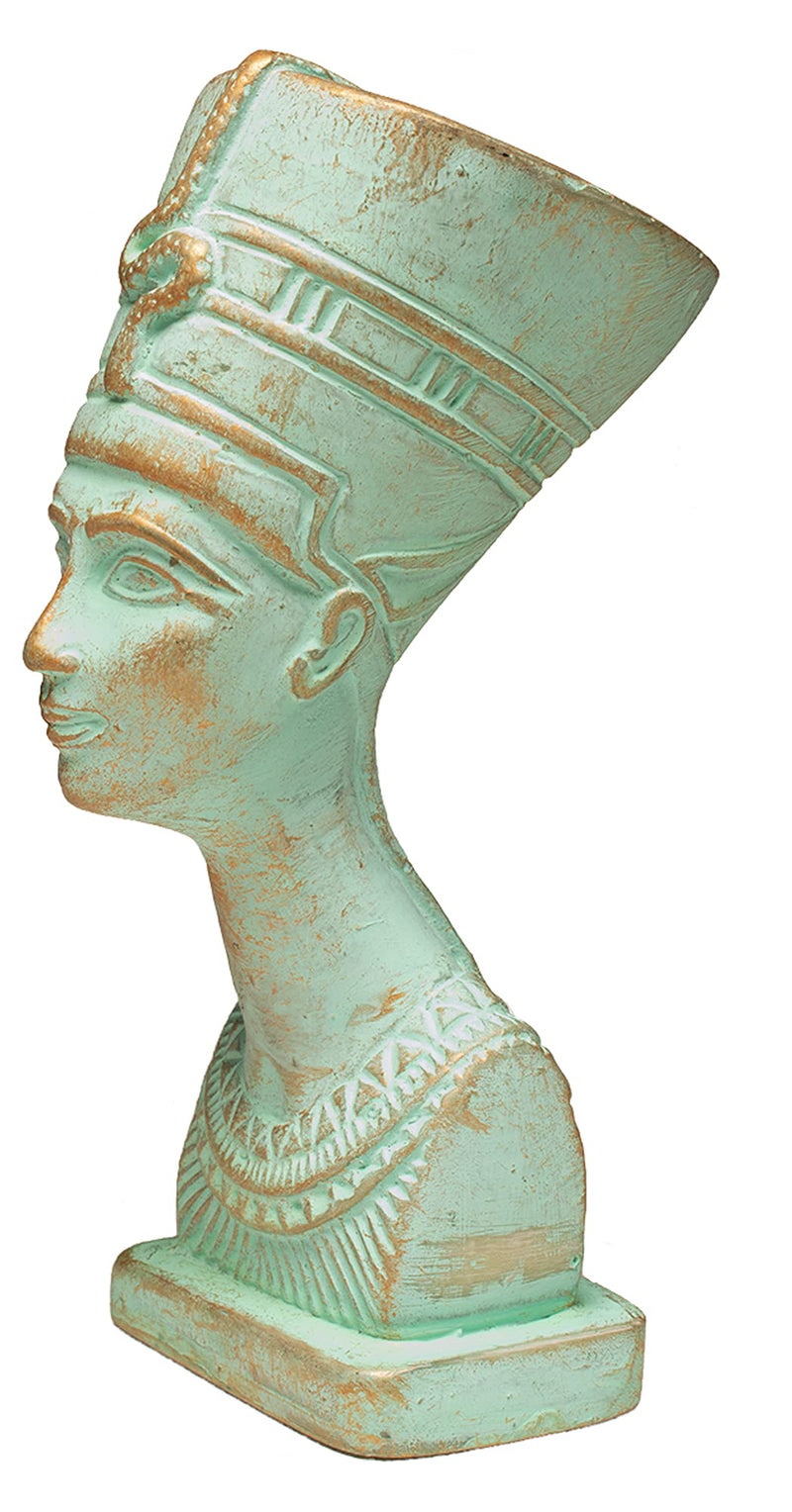 Discoveries Egyptian Imports Authentic Statue - Patina Finish - Nefertiti Bust - Beautiful One - 5" - Made in Egypt