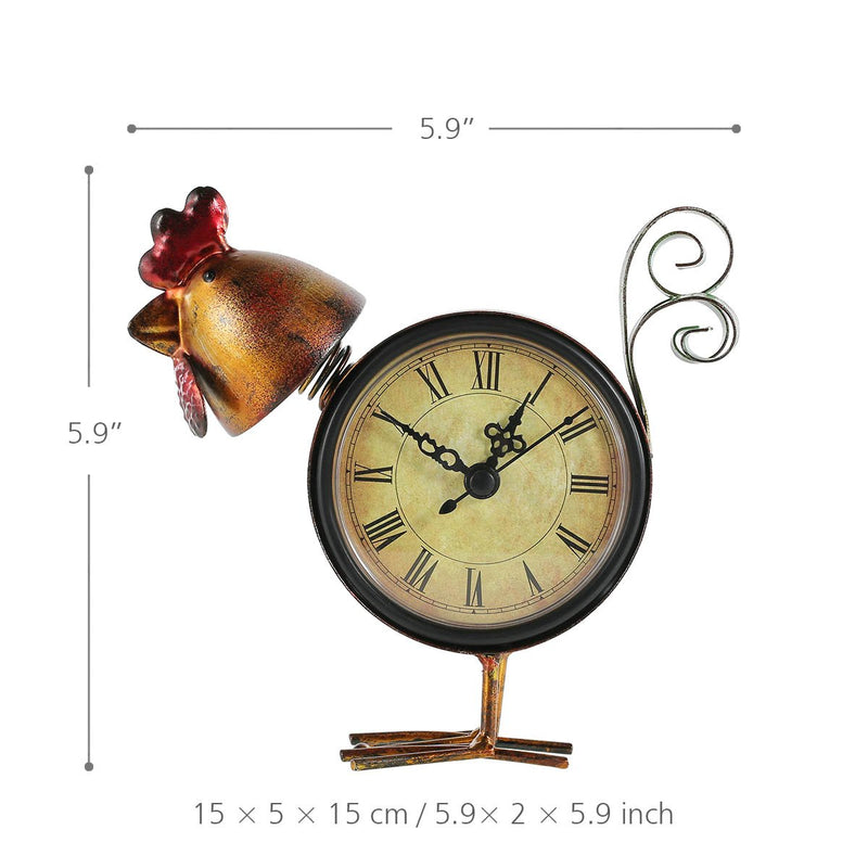 Tooarts Cute Clock Handmade Vintage Metal Figurine Mute Table Clock Practical Clock One AA Battery