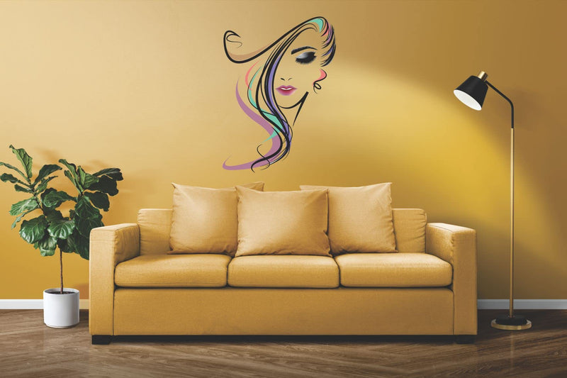 Ruhi Decor Saloon Girl Wall Sticker for Living Room/Bedroom/Office and All Decorative Wall Sticker PVC Stickers Waterproof Laminated Wall Stylish for Living Room