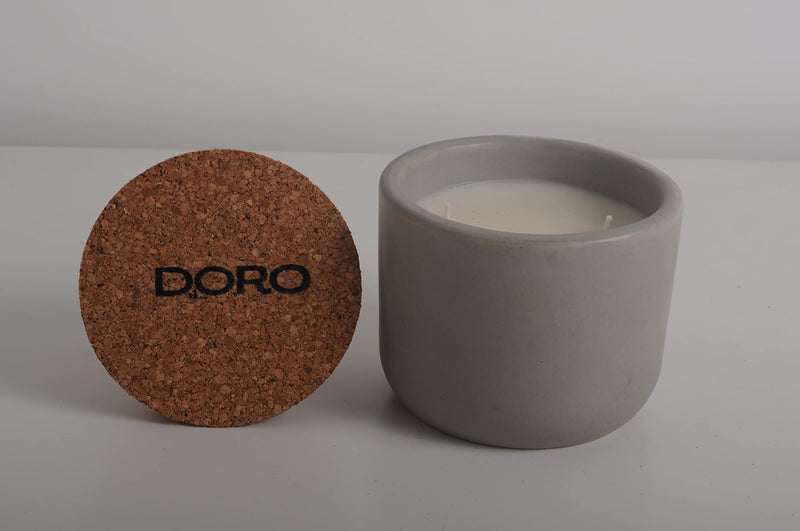 Doro Aromatic Premium Soy Wax Candle, Gray (Scents - Lavender, Vanilla, Musk, Hearth & Birch, Basil & Neroli) Ceramic, Burn time 25-30 hrs, Double Wick, 225 GMS (Basil & Neroli (Devotion Collection))