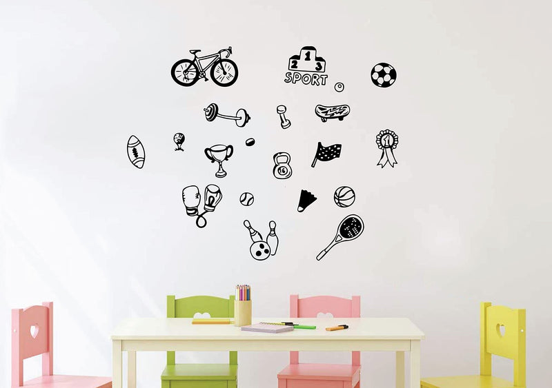 VVWV Sports Games Wall Stickers for Educational Kids Room School Office Living Room Study Room Home & Kitchen Decor L x H 70 x 70 Cms