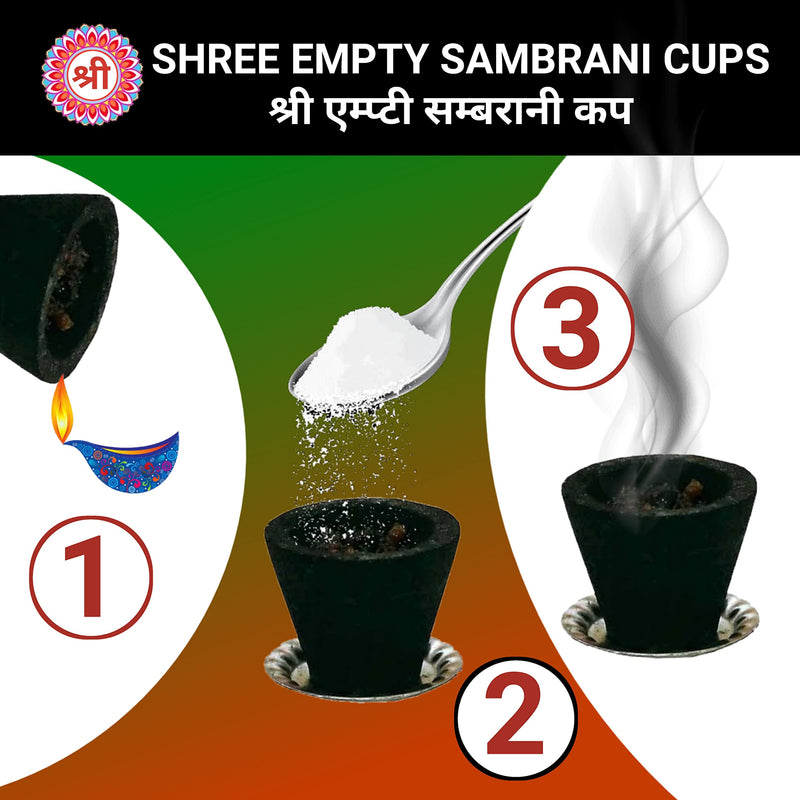 Byre Black Charcoal Sambrani Dhuni Cups (Empty Cups) (100)